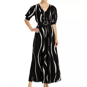 Lafayette 148 | Cascading Burnout Sutherland Dress Size 10 Black Cream